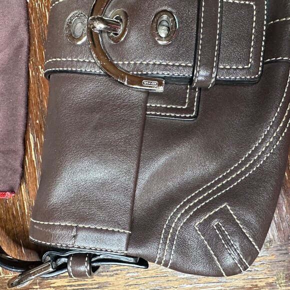 Vintage Coach Y2K Brown Leather Shoulder Bag With Dust Bag - Picture 13 of 15